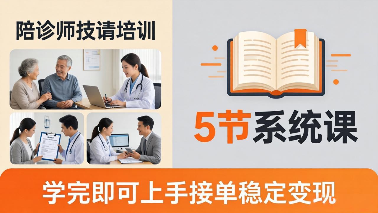 想做陪诊师不知从何下手？5节系统课教你掌握核心技能，学完即可上手接单稳定变现-鸿途网创资源站