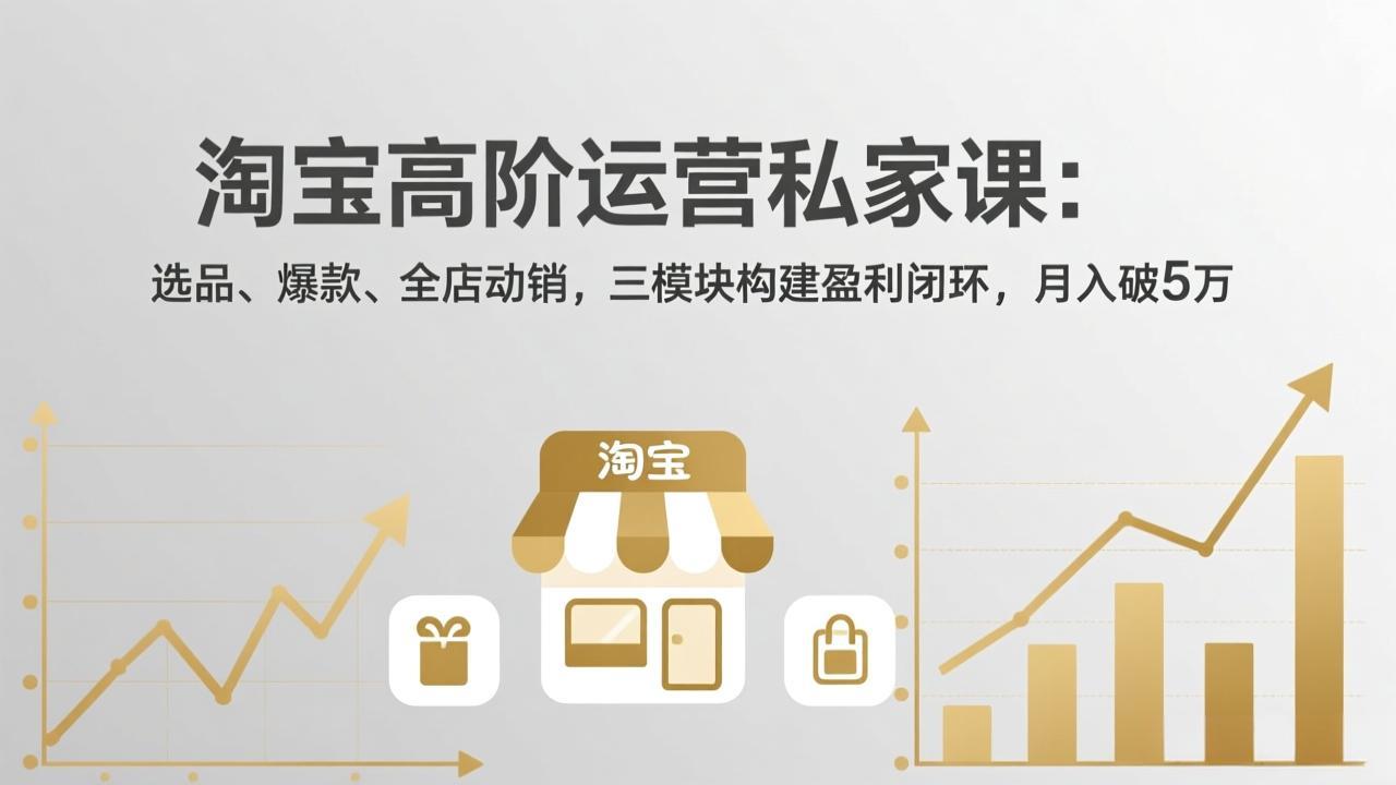 淘宝高阶运营私家课：选品、爆款、全店动销，三模块构建盈利闭环，月入破5万(更新26年2月-鸿途网创资源站