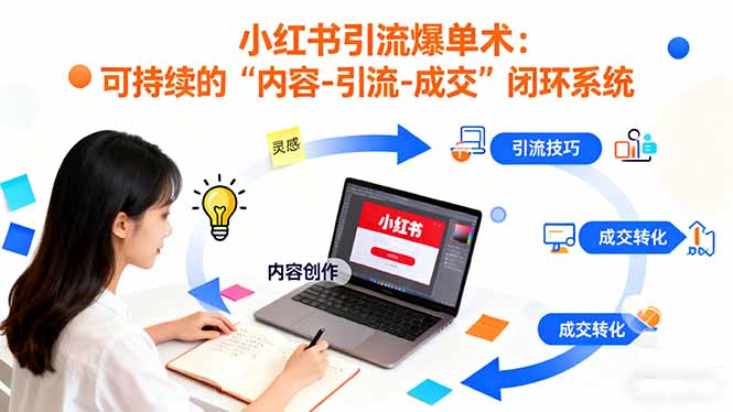 小红书引流爆单术：构建一套低成本 可持续的“内容-引流-成交”闭环系统-鸿途网创资源站