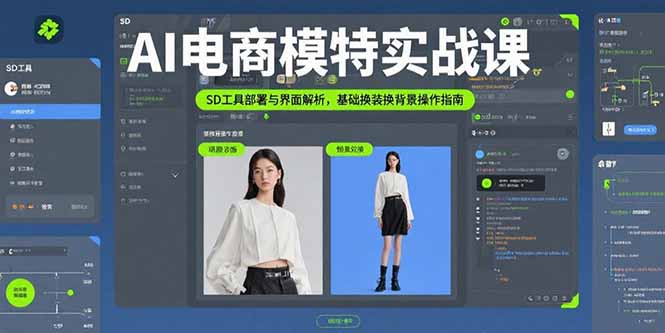 AI电商模特实战课，SD工具部署与界面解析，基础换装换背景操作指南-鸿途网创资源站