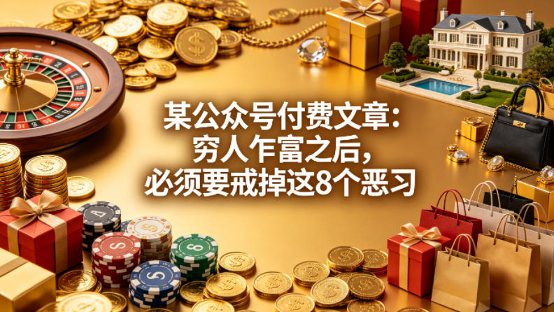 某公众号付费文章：穷人乍富之后，必须要戒掉这8个恶习-鸿途网创资源站