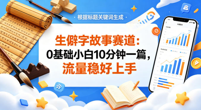 公众号流量主——生僻字故事赛道，流量稳，好上手，0基础小白也能10分钟一篇-鸿途网创资源站