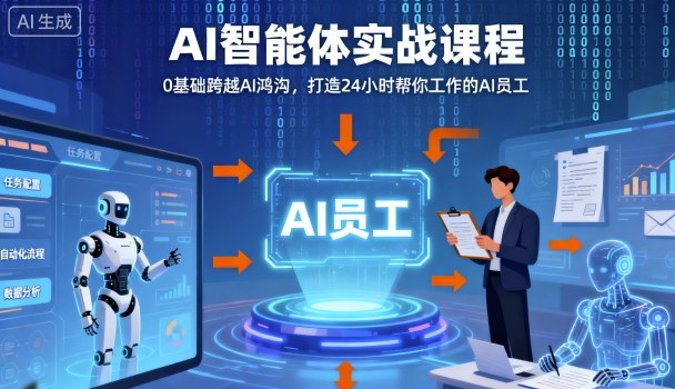 Ai智能体实战课程，0基础跨越Ai鸿沟，打造24小时帮你工作的Ai员工，打破常规，以实战定义Ai-鸿途网创资源站