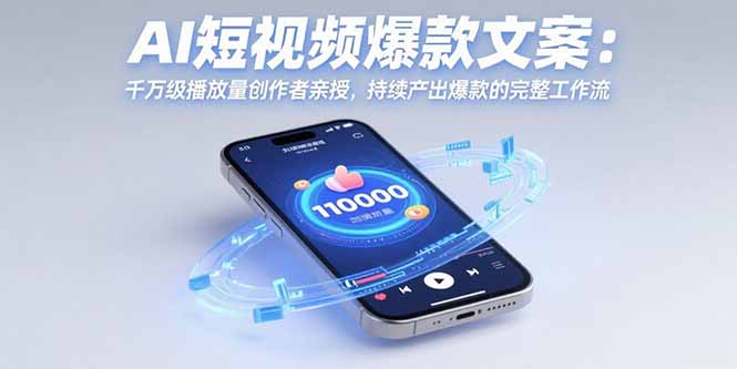 AI短视频爆款文案：千万级播放量创作者亲授，持续产出爆款的完整工作流-鸿途网创资源站