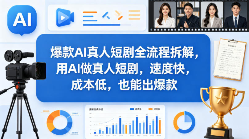 爆款AI真人短剧全流程拆解，用AI做真人短剧，速度快，成本低，也能出爆款-鸿途网创资源站