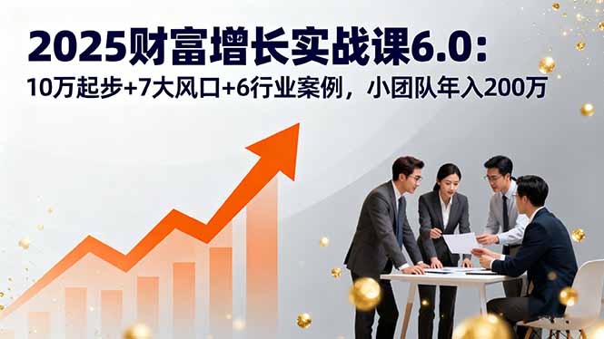 2025财富增长实战课6.0：10万起步+7大风口+6行业案例，小团队年入200万-鸿途网创资源站