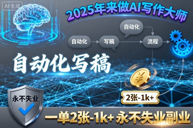 2025年来做AI写作大师，自动化写稿，一单2张-1k+，永不失业副业-鸿途网创资源站