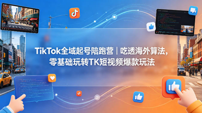 TikTok全域起号陪跑营｜吃透海外算法，零基础玩转TK短视频爆款玩法-鸿途网创资源站