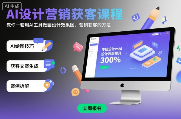 AI设计营销获客课程，教你一套用AI工具做画设计效果图，营销获客的方法-鸿途网创资源站