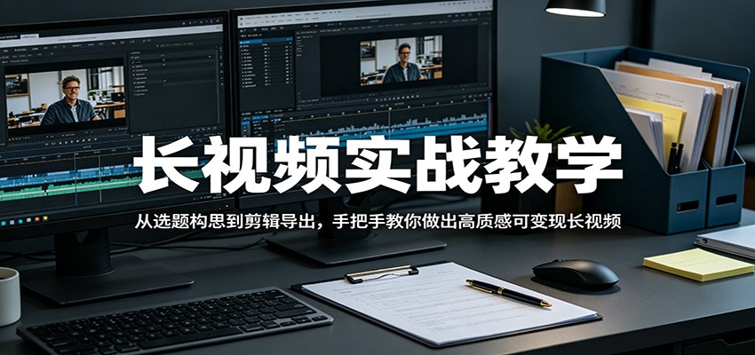 长视频实战教学，从选题构思到剪辑导出，手把手教你做出高质感可变现长视频-鸿途网创资源站