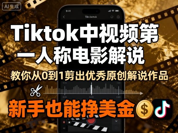 Tiktok中视频第一人称电影解说，教你从0到1剪出一个优秀的原创解说作品，新手也能挣美金-鸿途网创资源站