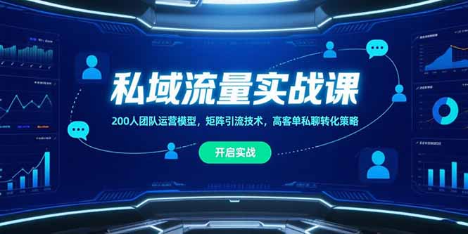 私域流量实战课，200人团队运营模型，矩阵引流技术，高客单私聊转化策略-鸿途网创资源站