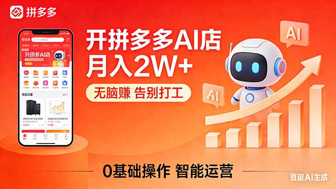 开一家拼多多AI店，月入2W+，无脑赚，告别打工，附SOP手册-鸿途网创资源站