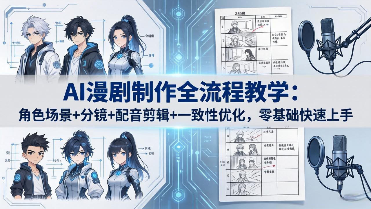AI漫剧制作全流程教学：角色场景+分镜+配音剪辑+一致性优化，零基础快速上手-鸿途网创资源站