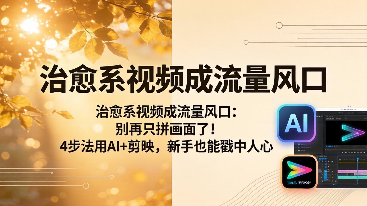 治愈系视频成流量风口：别再只拼画面了！4步法用AI+剪映，新手也能戳中人心-鸿途网创资源站