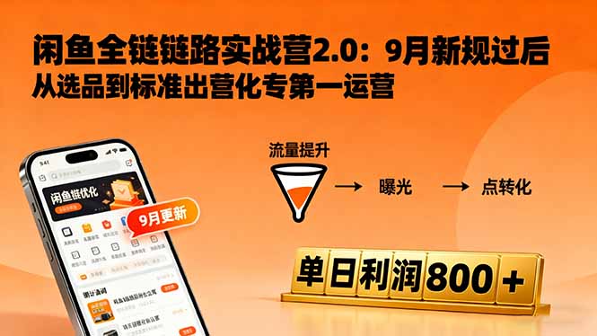 闲鱼变现课3.0：掌握链接优化、流量提升、商业变现，单日利润800+-鸿途网创资源站