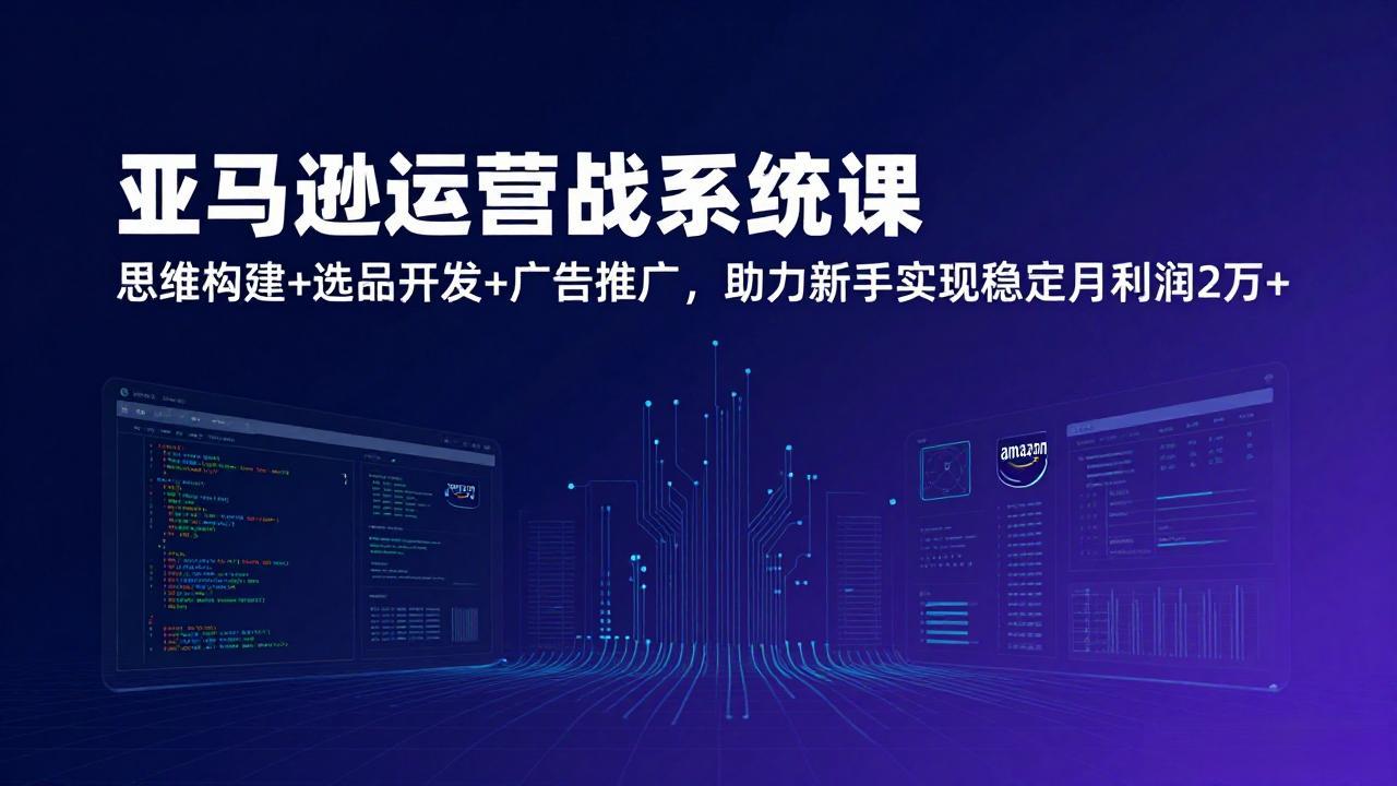 亚马逊运营实战系统课，思维构建+选品开发+广告推广，助力新手实现稳定月利润2万+(更新-鸿途网创资源站