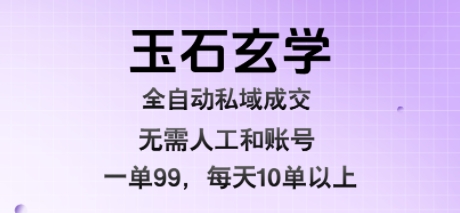 玉石玄学全自动私域成交，一单99每天十单以上，无需人工和矩阵账号，蓝海项目直接干【揭秘】-鸿途网创资源站