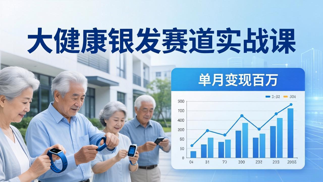 大健康银发赛道实战课：拆解视频号线索型 IP 单月变现百万逻辑，教你精准获客高效变现-鸿途网创资源站