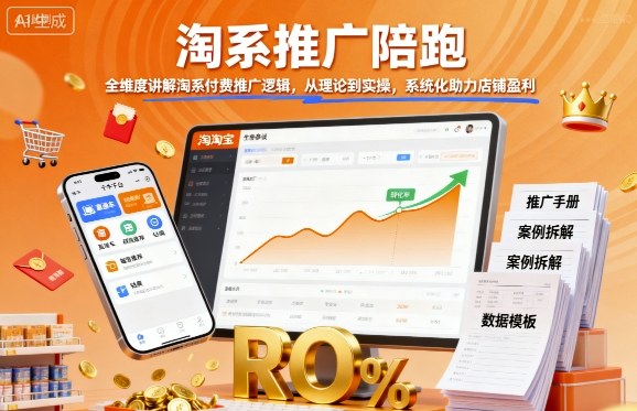 淘系推广陪跑，全维度讲解淘系付费推广逻辑，从理论到实操，系统化助力店铺盈利-鸿途网创资源站