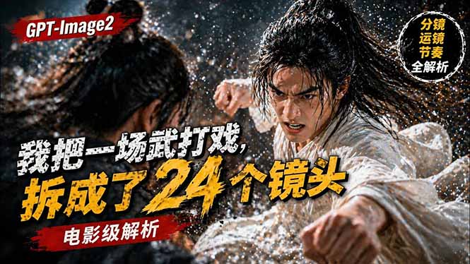 用GPT-Image2，把一段武打对决拆成24个连续镜头，从人物建立、动作衔接、运镜节奏，到情绪爆发-鸿途网创资源站