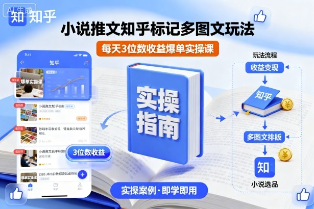 小说推文知乎标记多图文玩法，每天3位数收益爆单实操课-鸿途网创资源站