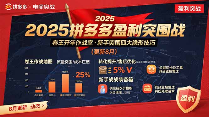 2025拼多多盈利突围战：卷王开年作战室，新手突围四大隐形技巧(更新8月-鸿途网创资源站