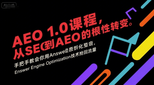 AEO 1.0 课程，从SEO到AE0的基命性转变，手把手教会你用AnswerEngineOptimization技术抢回流量-鸿途网创资源站