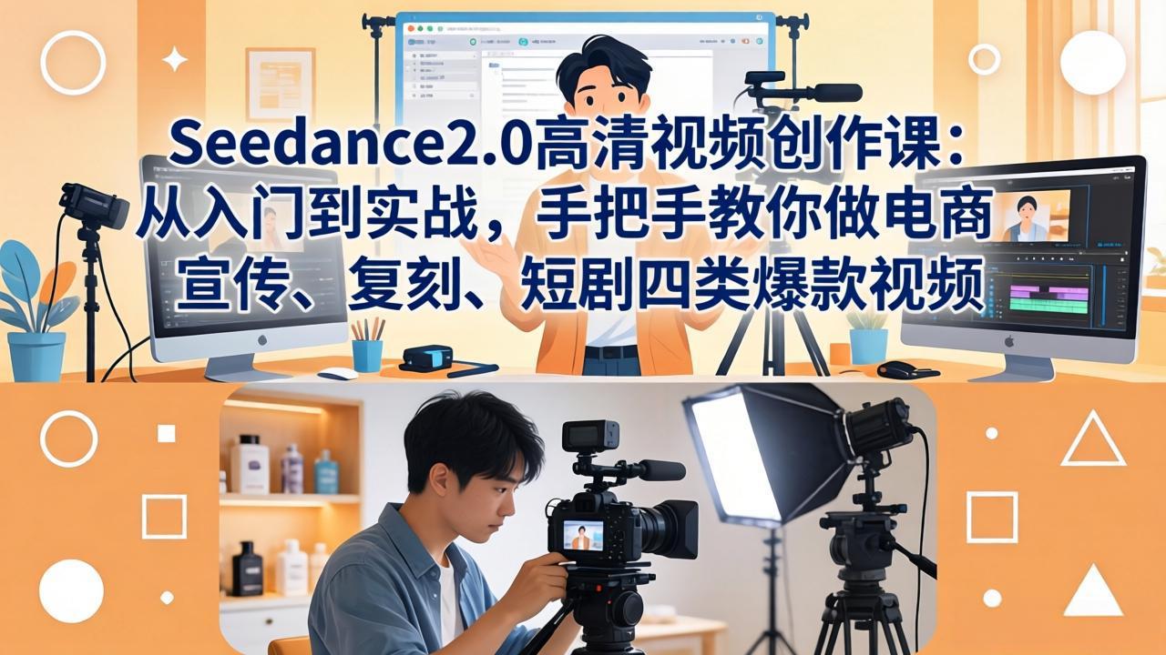 Seedance2.0高清视频创作课：从入门到实战，手把手教你做电商、宣传、复刻、短剧四类爆款视频-鸿途网创资源站