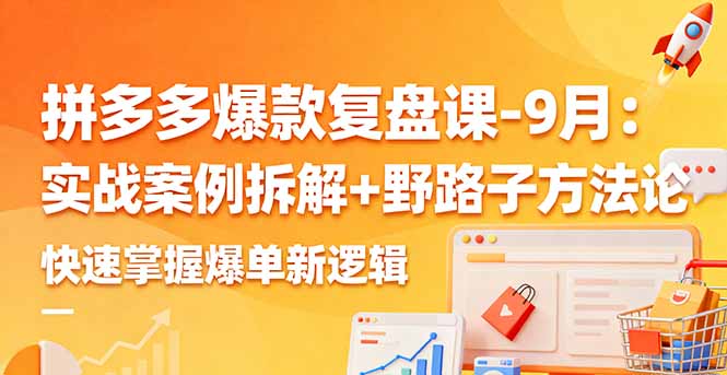 拼多多爆款复盘课-9月：实战案例拆解+野路子方法论，快速掌握爆单新逻辑-鸿途网创资源站