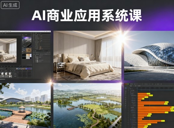 AI商业应用系统课，室内-软装-建筑-景观，智能设计+效果图+动画画实战-鸿途网创资源站