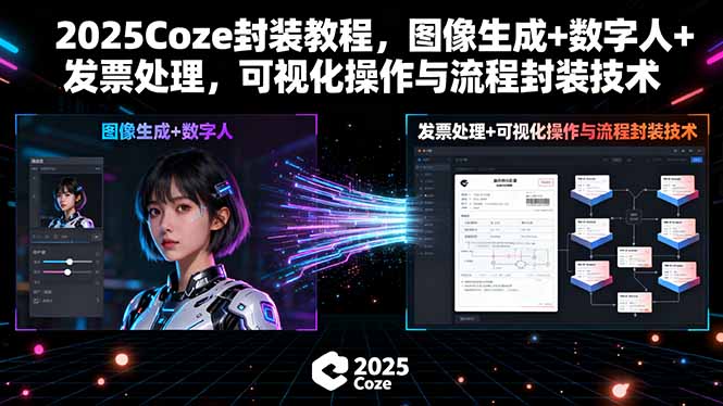 2025Coze封装教程，图像生成+数字人+发票处理，可视化操作与流程封装技术-鸿途网创资源站