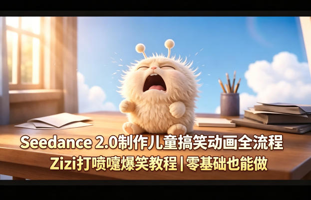 Seedance 2.0制作儿童搞笑动画全流程Zizi打喷嚏爆笑教程｜零基础也能做-鸿途网创资源站
