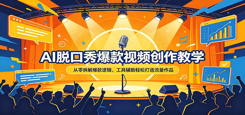 AI脱口秀爆款视频创作教学：从零拆解爆款逻辑，工具辅助轻松打造流量作品-鸿途网创资源站