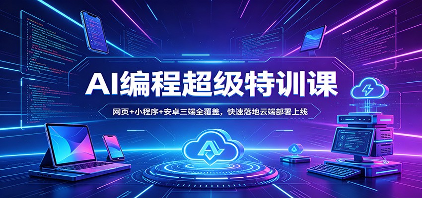 AI编程超级特训课：网页+小程序+安卓三端全覆盖，快速落地云端部署上线-鸿途网创资源站