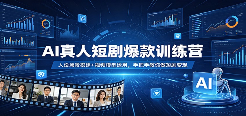 AI真人短剧爆款训练营：人设场景搭建+视频模型运用，手把手教你做短剧变现-鸿途网创资源站