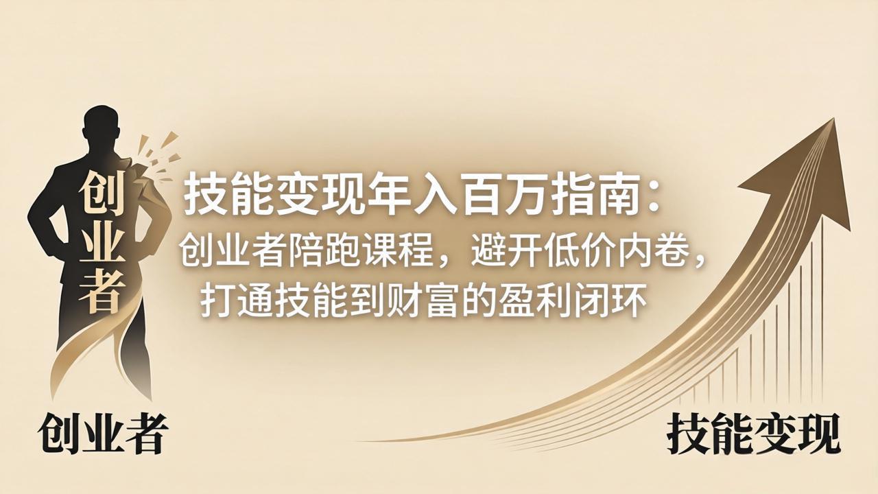 技能变现年入百万指南：创业者陪跑课程，避开低价内卷，打通技能到财富的盈利闭环-鸿途网创资源站