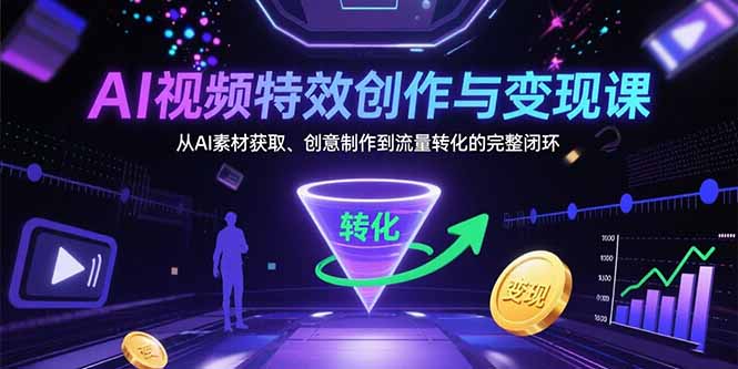 AI视频特效创作与变现课：从AI素材获取、创意制作到流量转化的完整闭环-鸿途网创资源站
