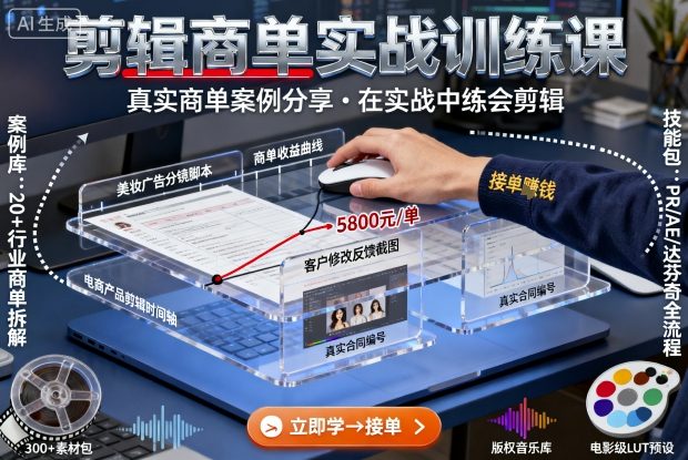 剪辑商单实战训练课，真实商单案例分享，在实战中练会剪辑-鸿途网创资源站