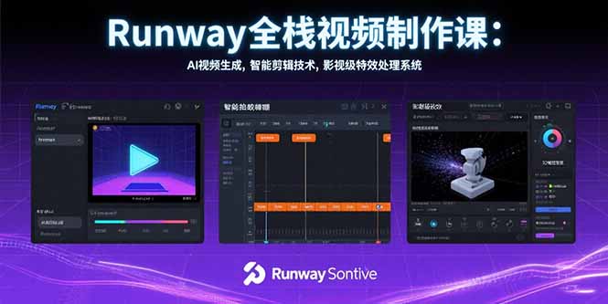 Runway全栈视频制作课：AI视频生成，智能剪辑技术，影视级特效处理系统-鸿途网创资源站