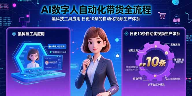 AI数字人自动化带货全流程：黑科技工具应用 日更10条的自动化视频生产体系-鸿途网创资源站