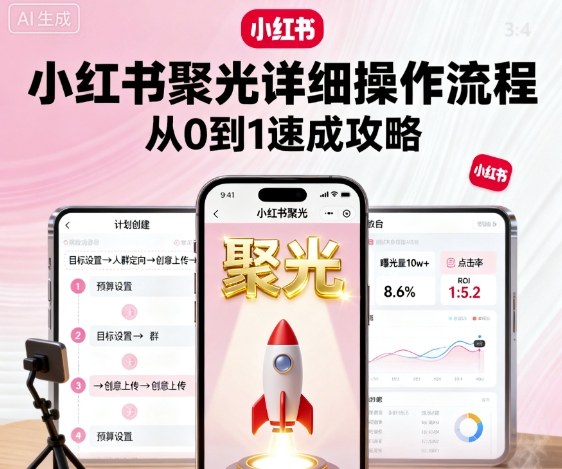 小红书聚光详细操作流程，小红书聚光从0到1速成攻略-鸿途网创资源站