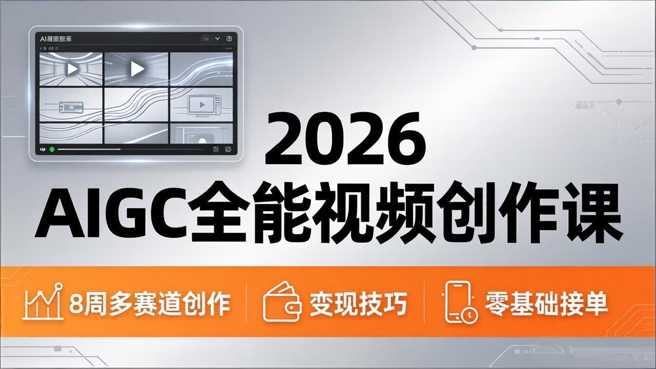 2026AIGC全能视频创作课，8周吃透多赛道创作+变现，零基础也能高效出片接单-鸿途网创资源站