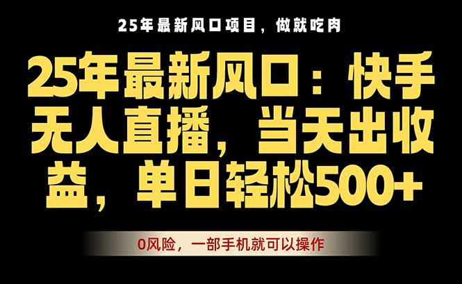 25年最新无人直播玩法，当天秒出单，一部手机就可操作-鸿途网创资源站