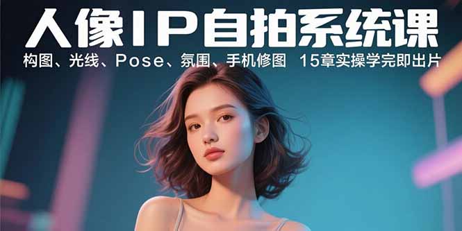 人像IP自拍系统课：构图、光线、Pose、氛围、手机修图 15章实操学完即出片-鸿途网创资源站