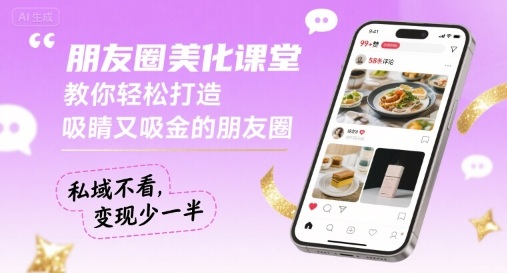 朋友圈美化课堂，教你轻松打造，吸睛又吸金的朋友圈，私域不看，变现少一半-鸿途网创资源站
