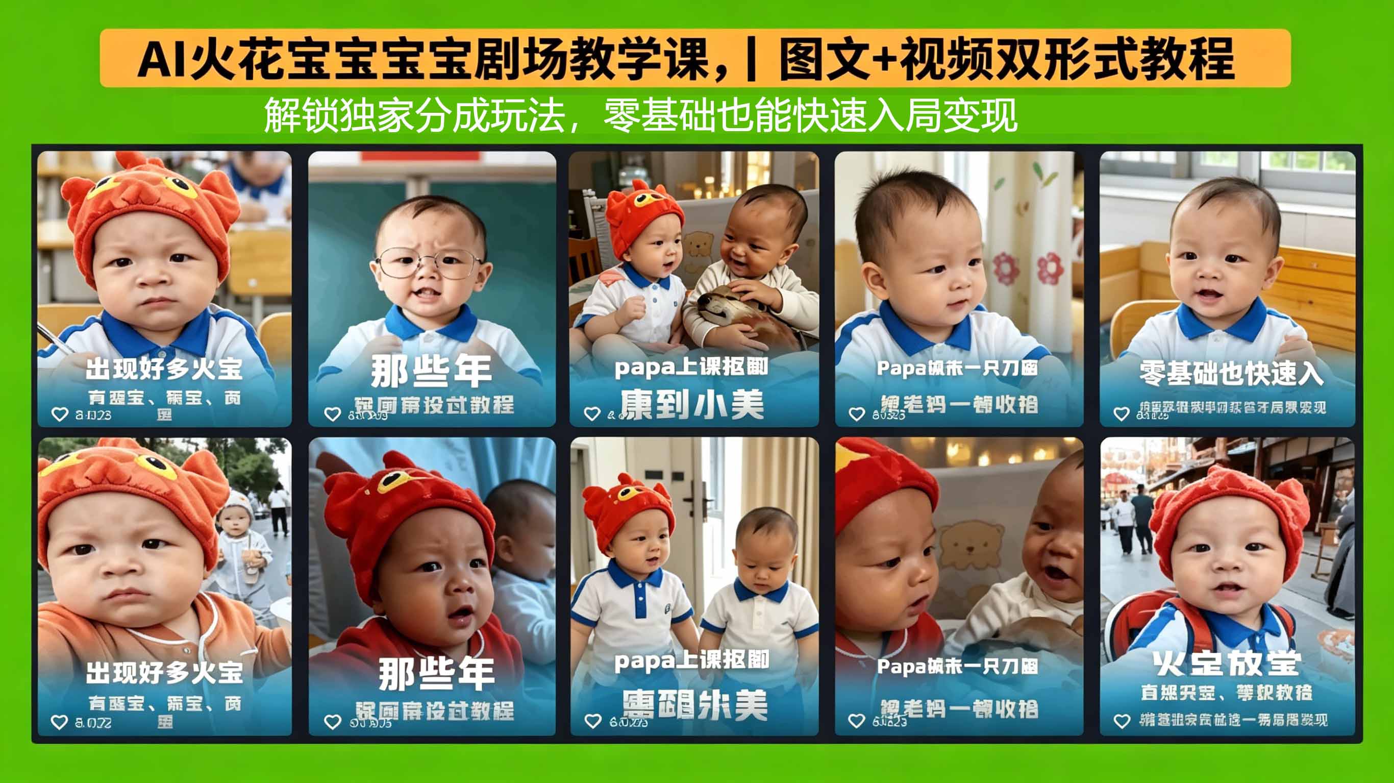 AI火花宝宝宝宝剧场教学课，图文+视频双形式教程，解锁独家分成玩法，零基础也能快速入局变现-鸿途网创资源站