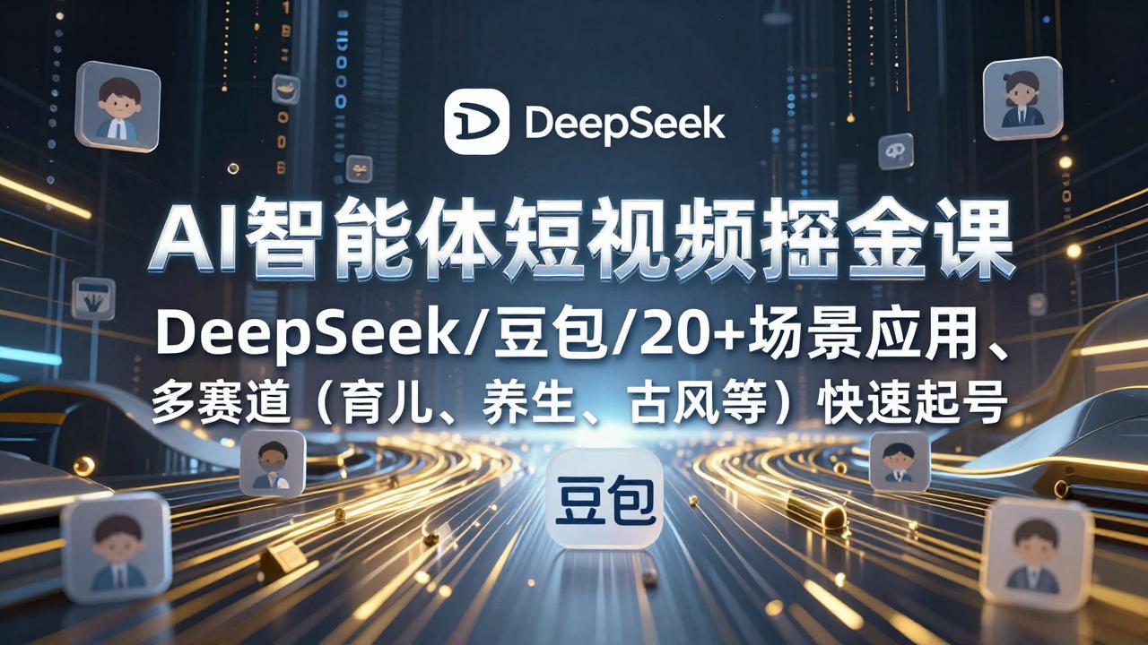 AI智能体短视频掘金课，DeepSeek/豆包/20+场景应用、多赛道(育儿、养生、古风等-鸿途网创资源站