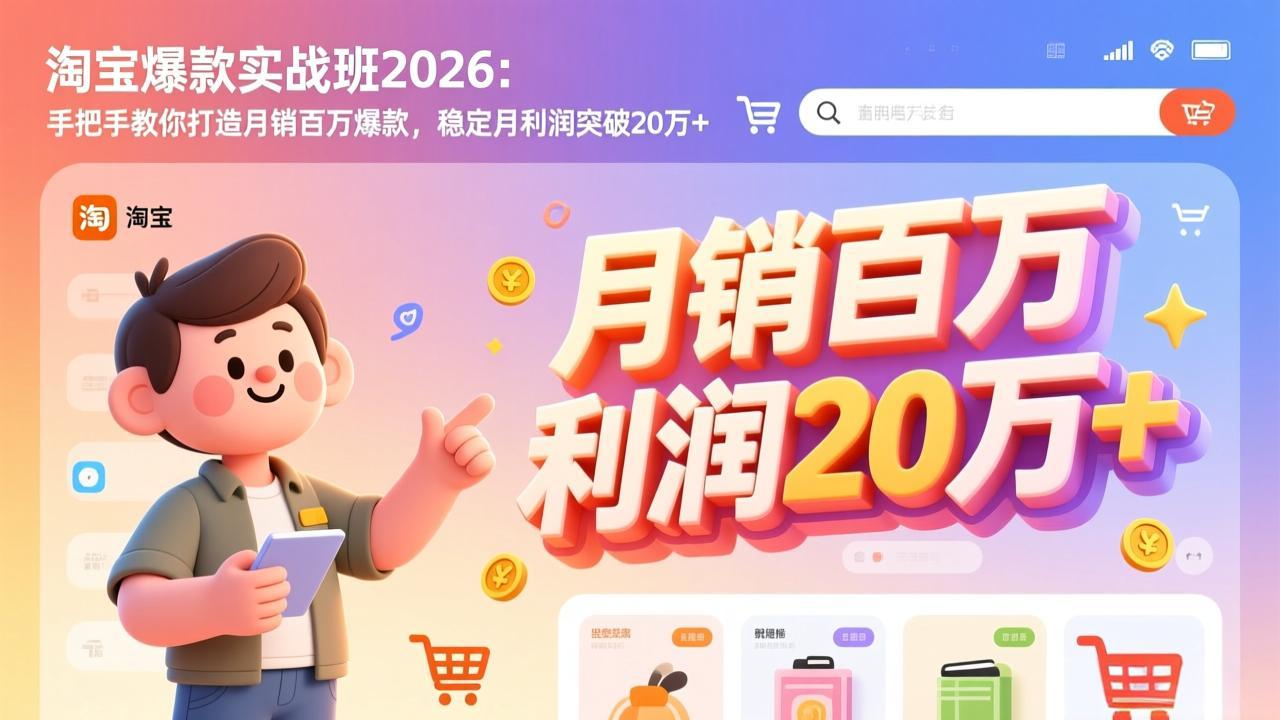 淘宝爆款实战班-2026年3月更新：手把手教你打造月销百万爆款，稳定月利润突破20万+-鸿途网创资源站