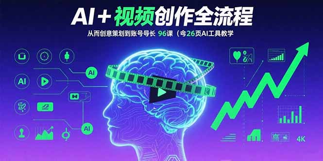 AI+短视频创作全流程：从创意策划到账号增长，96节课(含26项AI工具教学-鸿途网创资源站